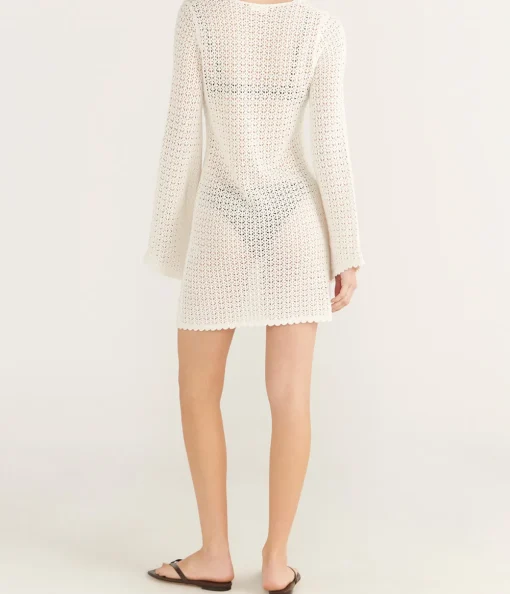 Pointelle Keyhole Mini Dress in Seashell