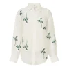 Rosebud Embroidery Shirt in Soft Cream