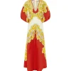 Sierra Midi Dress in Red and White