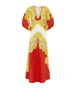 Sierra Midi Dress in Red and White