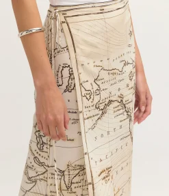 Silk Wrap Tie Skirt in Atlas