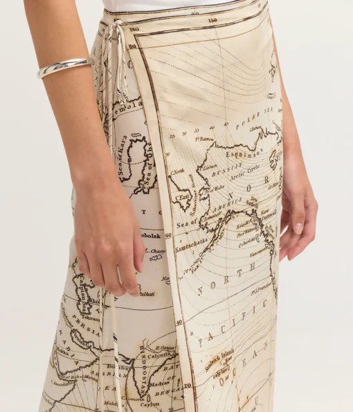Silk Wrap Tie Skirt in Atlas