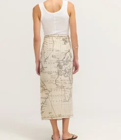 Silk Wrap Tie Skirt in Atlas
