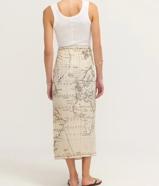 Silk Wrap Tie Skirt in Atlas