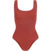 Square Neck Swimsuit in Metallic Rosewood