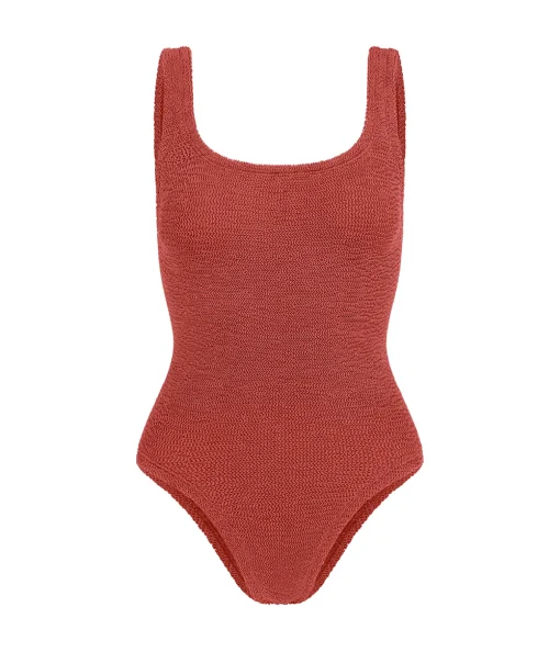 Square Neck Swimsuit in Metallic Rosewood