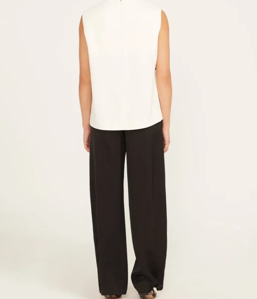 Talia Straight Leg Wool Pants in Black