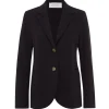 Techno Viscose Collard Blazer in Navy