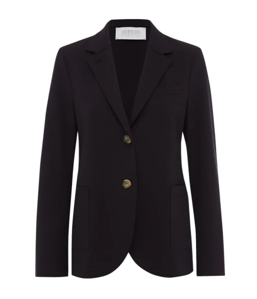 Techno Viscose Collard Blazer in Navy