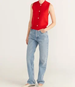 The Riley Vest in Red