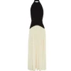 The Soglio Halter Dress in Ecru and Noir