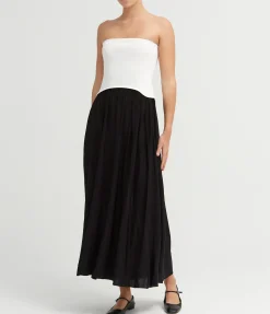 The Soglio Strapless Dress in Optic White and Noir