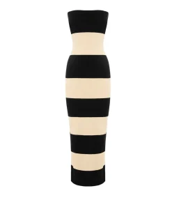 Theo Strapless Dress in Black and Bone