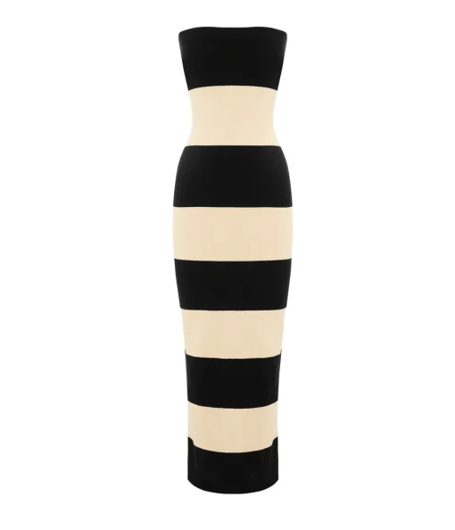 Theo Strapless Dress in Black and Bone
