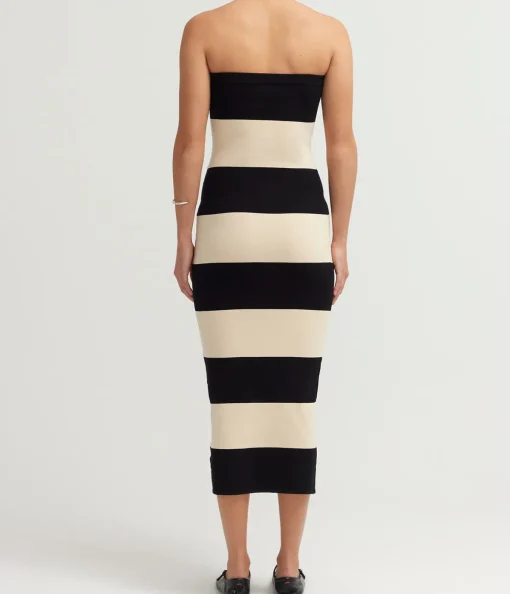 Theo Strapless Dress in Black and Bone