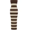 Theo Strapless Dress in Chocolate and Cream