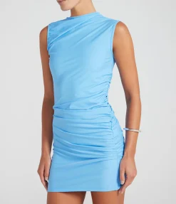 Tuck Mini Dress in Blue