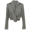 Twist Front Blouse in Grey