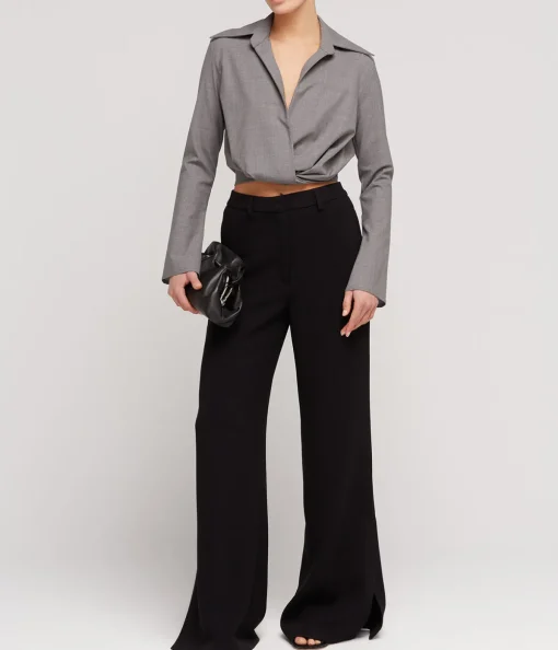 Twist Front Blouse in Grey