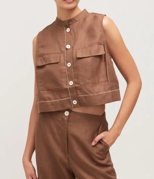 Varenna Utility Top in Cocoa