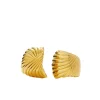 Wavy Ridge Ripple Oversized Stud Earrings in Gold