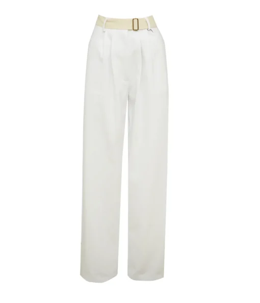 Wide Leg Tailored Jeans in White