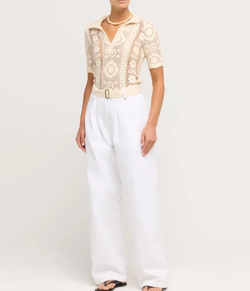 Wide Leg Tailored Jeans in White