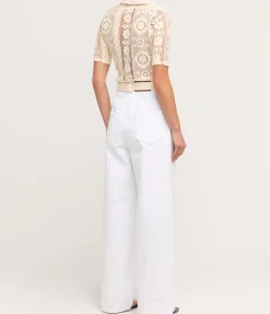 Wide Leg Tailored Jeans in White